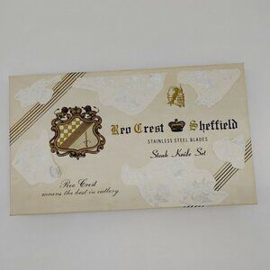 E. Parker & Sons Reo Crest Sheffield Stainless Steel Steak Knife Set Of 4 VTG